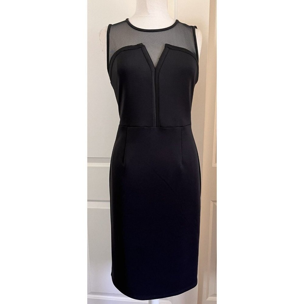 En focus Studio illusion V-neck black dress size 10 cocktail evening Party